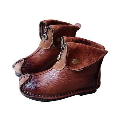 Retro Comfortable Short Tube Leather Ethnic Women's Boots