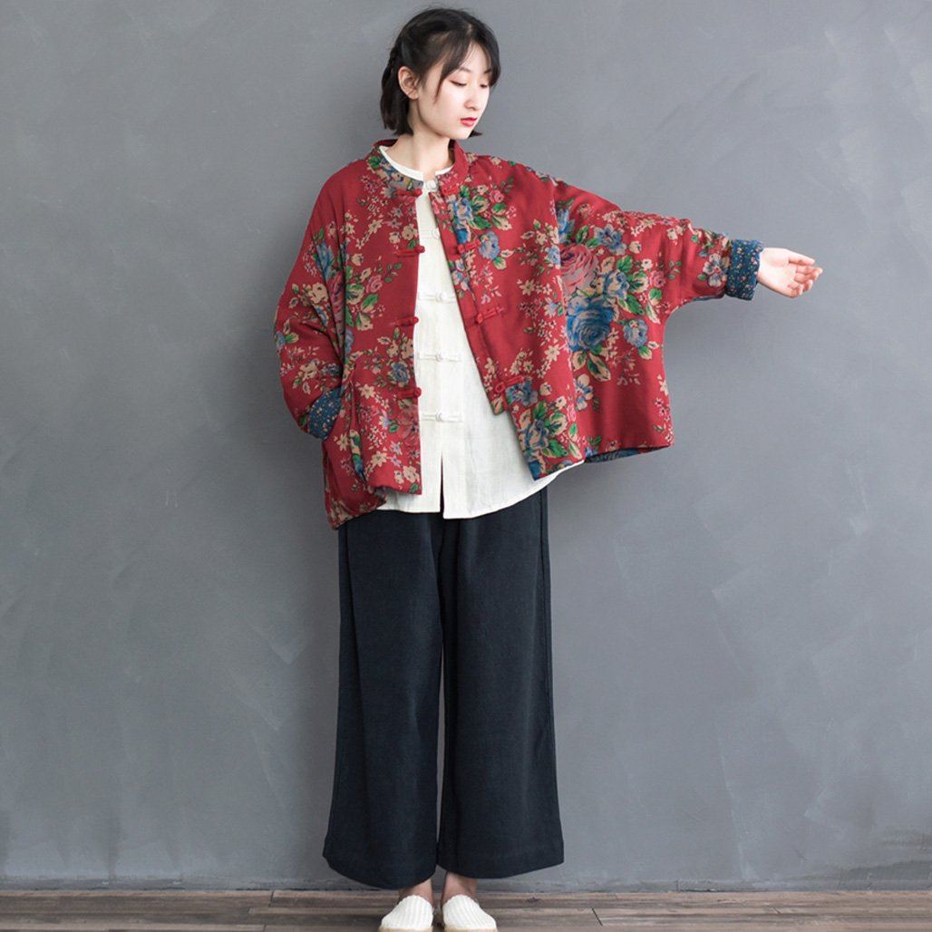 Retro Ethnic Floral Winter Cotton Jacket 2019 November New 