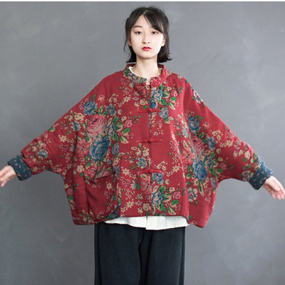 Retro Ethnic Floral Winter Cotton Jacket