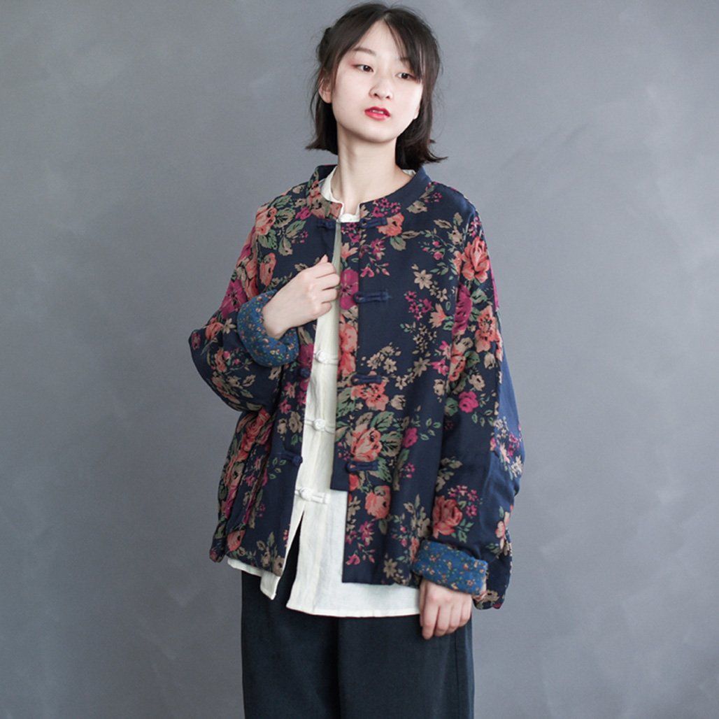 Retro Ethnic Floral Winter Cotton Jacket 2019 November New 