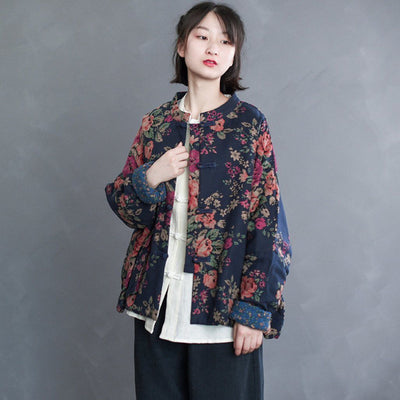 Retro Ethnic Floral Winter Cotton Jacket