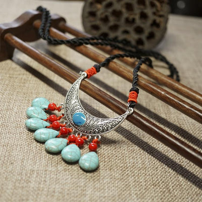Retro Ethnic Style Alloy Turquoise Necklace