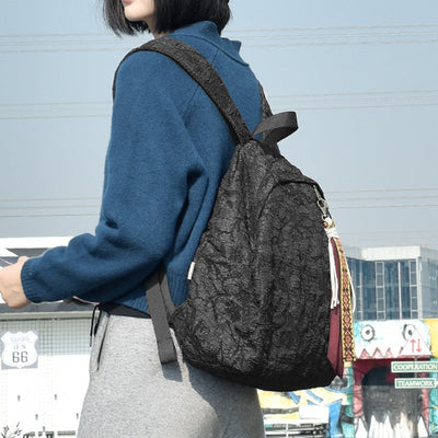 Retro Ethnic Tassel Cotton Casual Backpack
