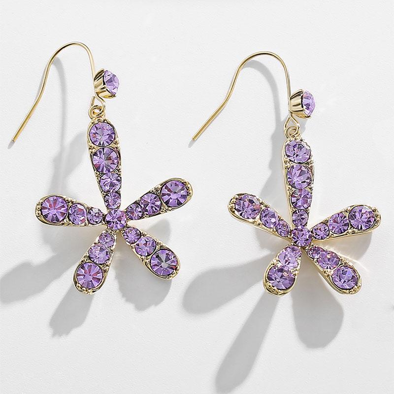 Retro Fashion Flower Earrings June 2021 New-Arrival Purple 