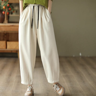 Retro Fashion Loose Spring Casual Harem Pants Feb 2023 New Arrival One Size Beige 