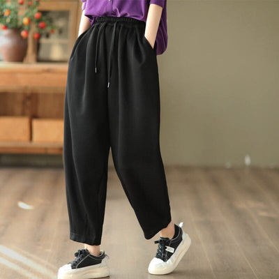 Retro Fashion Loose Spring Casual Harem Pants Feb 2023 New Arrival One Size Black 