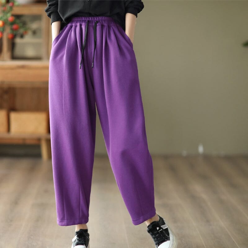 Retro Fashion Loose Spring Casual Harem Pants Feb 2023 New Arrival One Size Purple 
