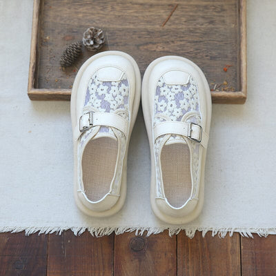 Women Retro Flat Breathable Soft Sole Mesh Slip-Ons