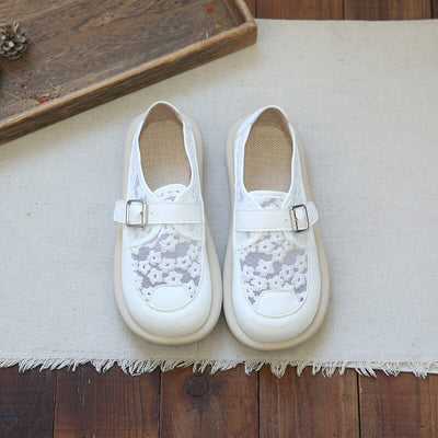 Women Retro Flat Breathable Soft Sole Mesh Slip-Ons