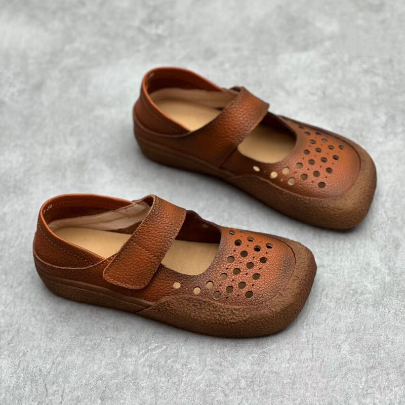 Retro Handmade Hollow Leather Casual Shoes