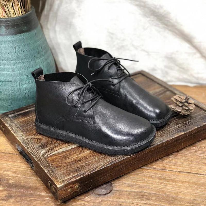 Retro Handmade Leather Casual Women's Boots 2019 November New 35 Black 