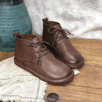 Retro Handmade Leather Casual Women's Boots 2019 November New 35 Coffee 