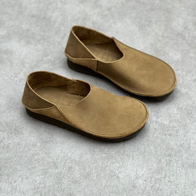 Retro Handmade Soft Leather Flat Casual Shoes