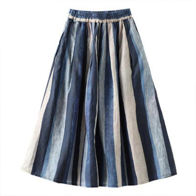 Retro High Waist A-line Linen Skirt May 2021 New-Arrival 