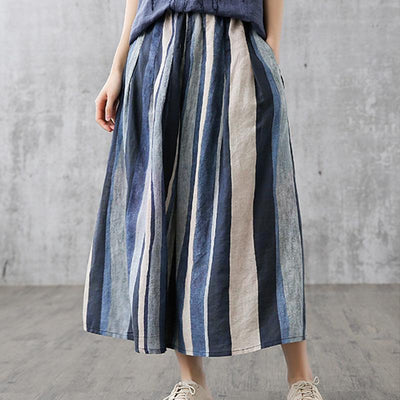 Retro High Waist A-line Linen Skirt