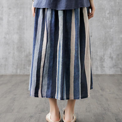 Retro High Waist A-line Linen Skirt