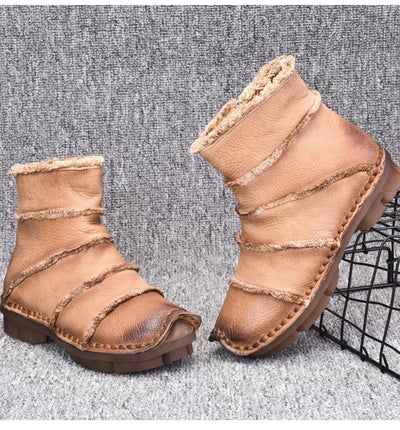 Retro Leather Ankle Boots Flat Bottom Martin Boots Shoes 2019 March New 