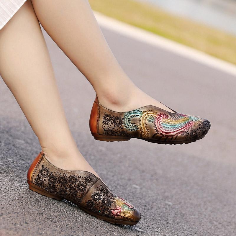 Retro Leather Comfortable Ethnic Shoes March 2021 New-Arrival 