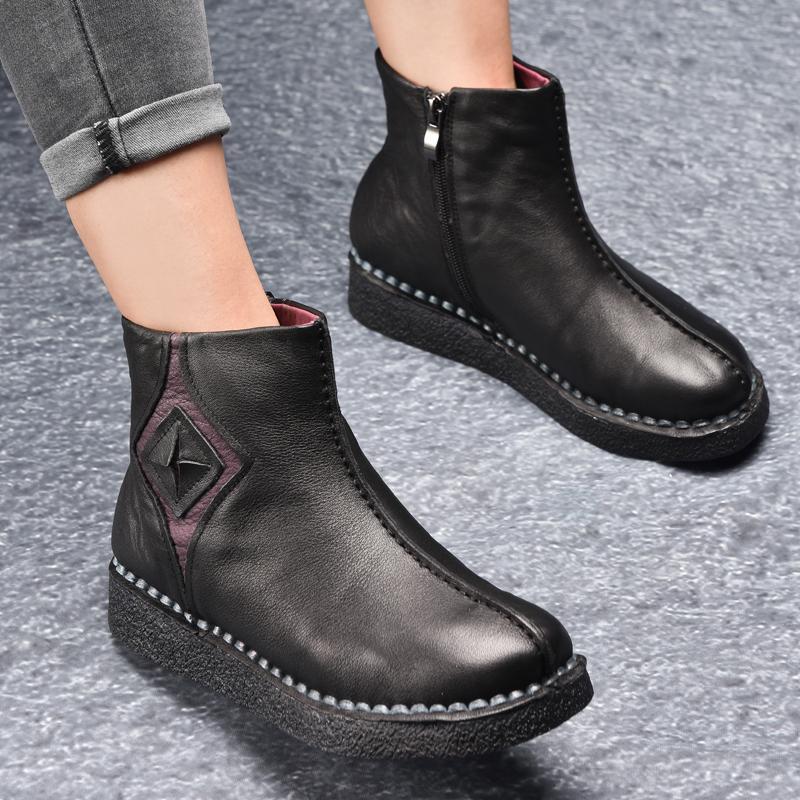 Retro Leather Flat Bottom Martin Boots Shoes 2019 March New 