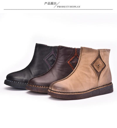 Retro Leather Flat Bottom Martin Boots Shoes