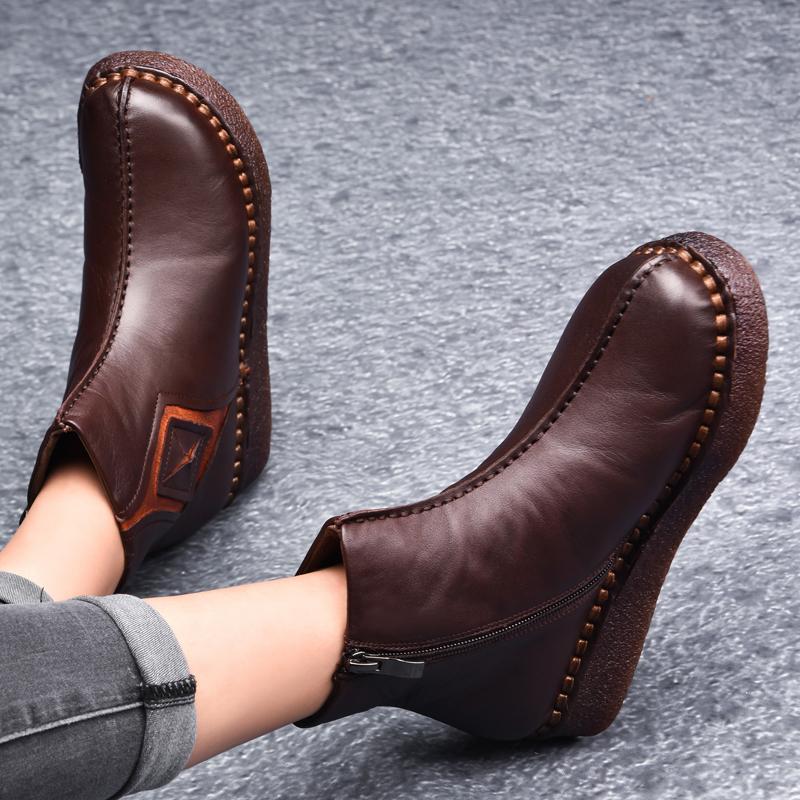 Retro Leather Flat Bottom Martin Boots Shoes