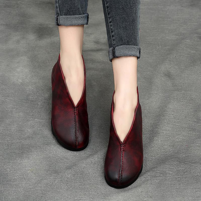 Retro Leather Flat Casual Short Boots