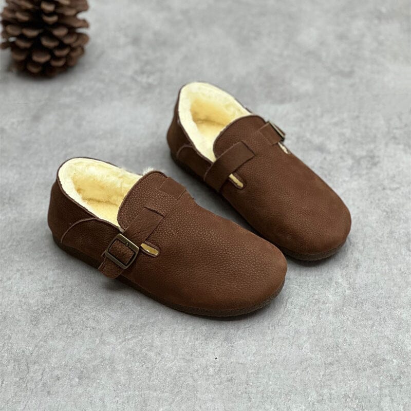Retro Leather Handmade Winter Furred Casual Shoes Oct 2023 New Arrival 