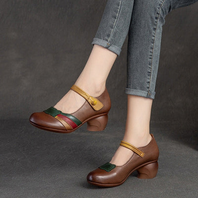 Retro Leather Summer Autumn Color Matching Casual Shoes