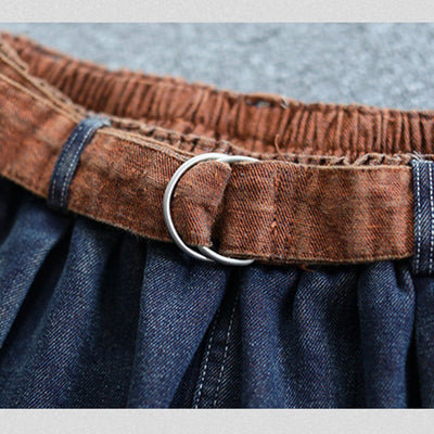 Retro Loose Casual Belt Washed Velvet Jeans