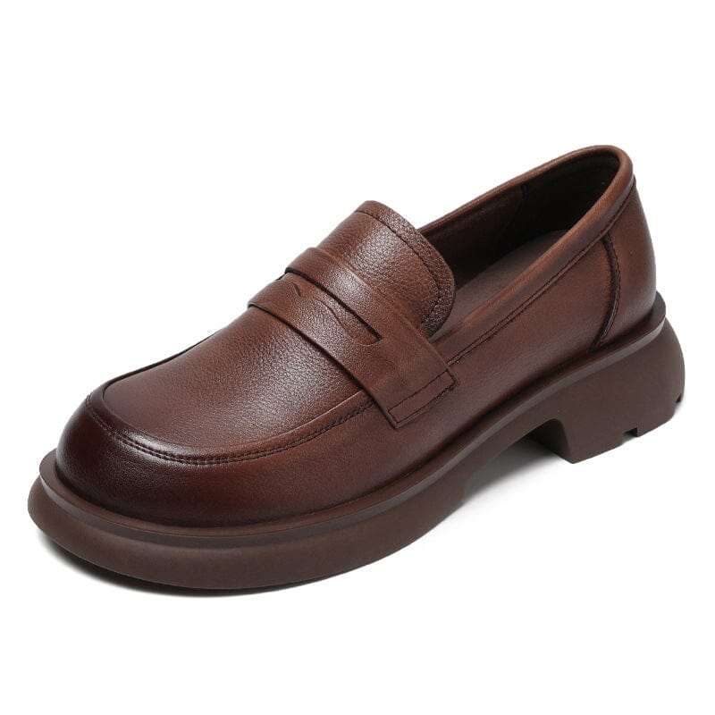 Retro Minimalist Leather Thick Soled Loafers