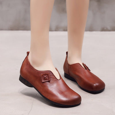 Retro Patchwork Comfortable Leather Shoes March-2020-New Arrival 35 Brown 