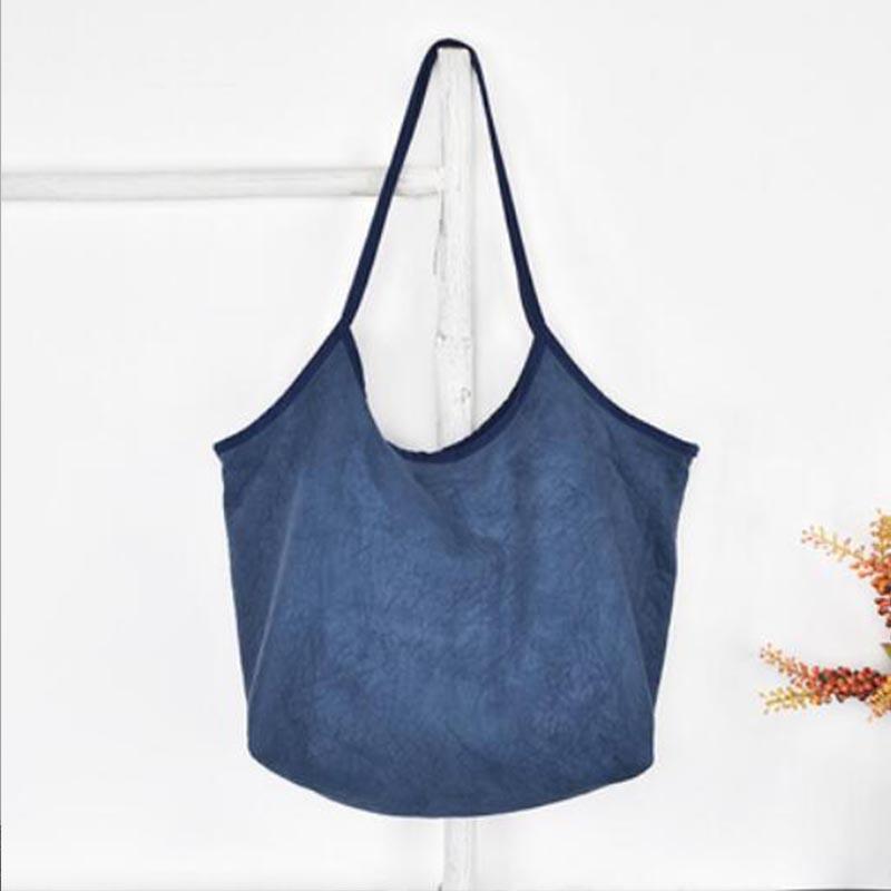 Retro Plain Soft Cotton Shoulder Bag June 2021 New-Arrival Blue 
