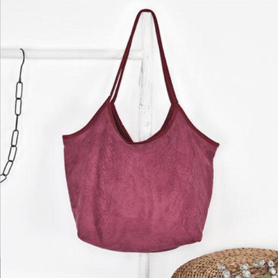 Retro Plain Soft Cotton Shoulder Bag June 2021 New-Arrival Red 