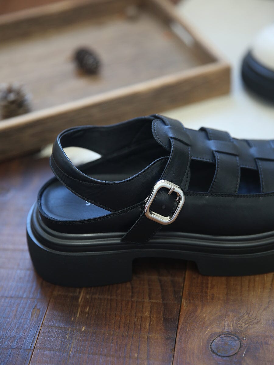 Retro Plaited Leather Minimalist Casual Sandals