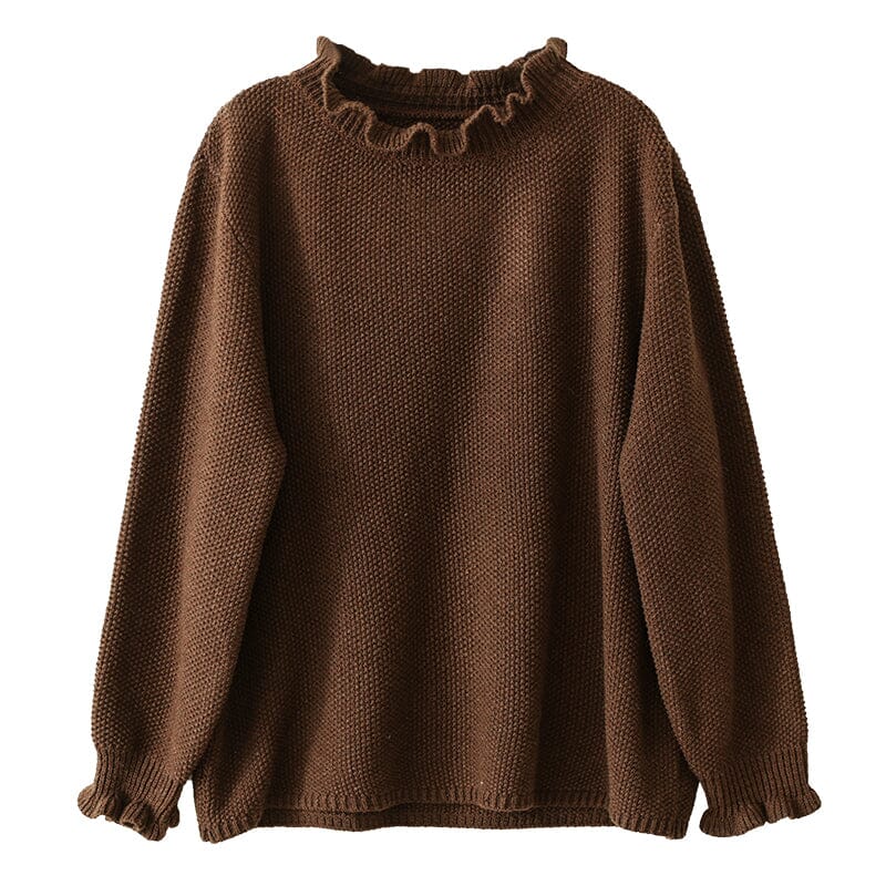 Retro Ruffle Collar Cotton Knitted Sweater Jan 2023 New Arrival 