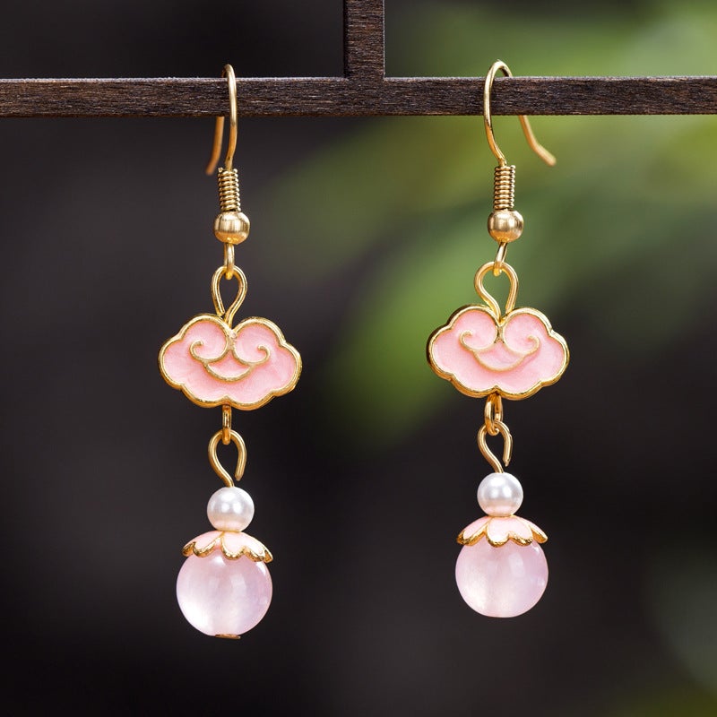 Retro Shell Beads Chalcedony Earrings Dec 2021 New Arrival Pink 