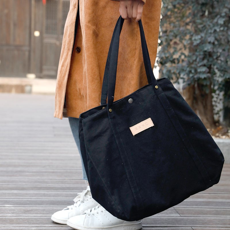 Retro Simple Fashion Solid Canvas Shoulder Bag Dec 2021 New Arrival Black 