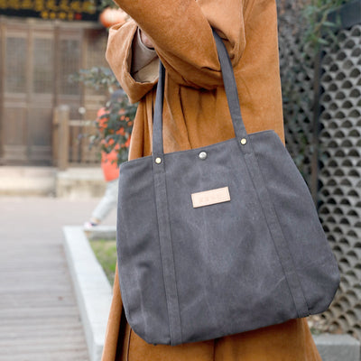Retro Simple Fashion Solid Canvas Shoulder Bag Dec 2021 New Arrival Dark Gray 