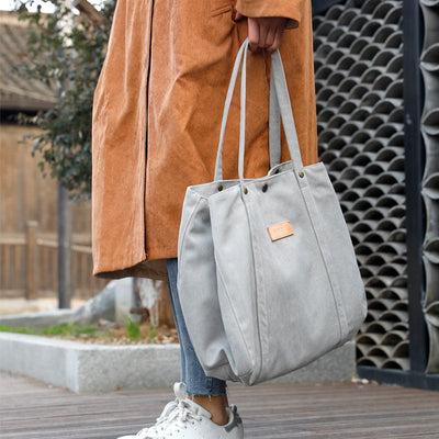 Retro Simple Fashion Solid Canvas Shoulder Bag Dec 2021 New Arrival Gray 