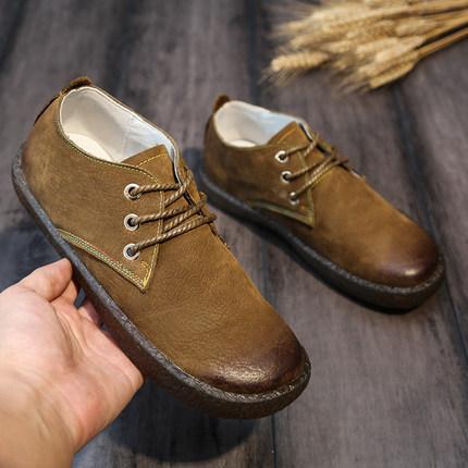Retro Soft Bottom Leather Wild Size Shoes