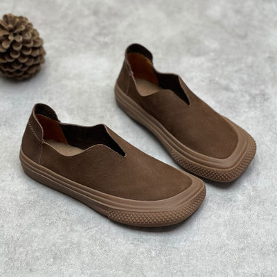 Retro Soft Leather Handcraft Flat Casual Shoes