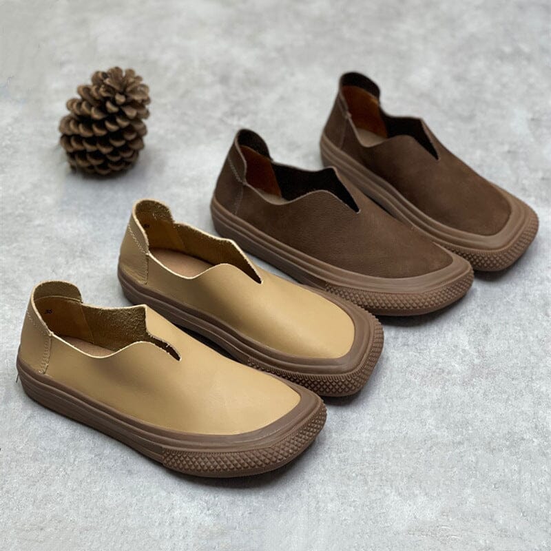 Retro Soft Leather Handcraft Flat Casual Shoes
