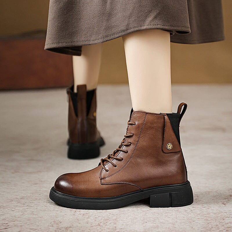 Retro Solid Leather Casual Fashion Autumn Boots