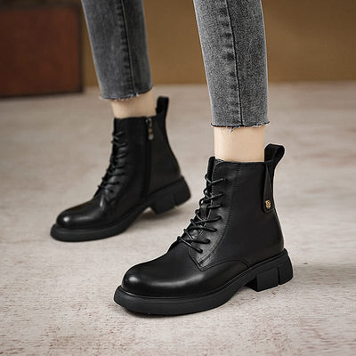 Retro Solid Leather Casual Fashion Autumn Boots Oct 2022 New Arrival 