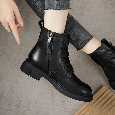Retro Solid Leather Casual Fashion Autumn Boots Oct 2022 New Arrival 