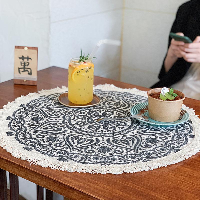 Retro Totem Cotton Linen Circle Tablecloth