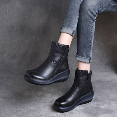 Retro Wedge Platform Boots 2019 New December 35 Black 