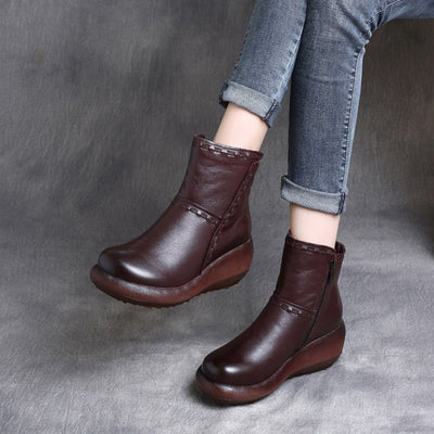 Retro Wedge Platform Boots 2019 New December 35 Coffee 
