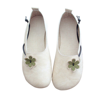 Round Toe Flowers Flats Shoes With Elastic Belts