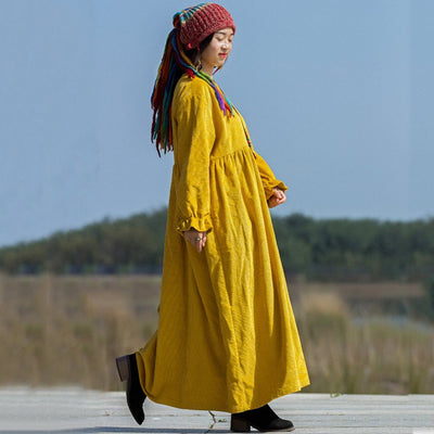 Ruffled-Sleeve Solid Oversized Dress - Bright Yellow 2019 New December 